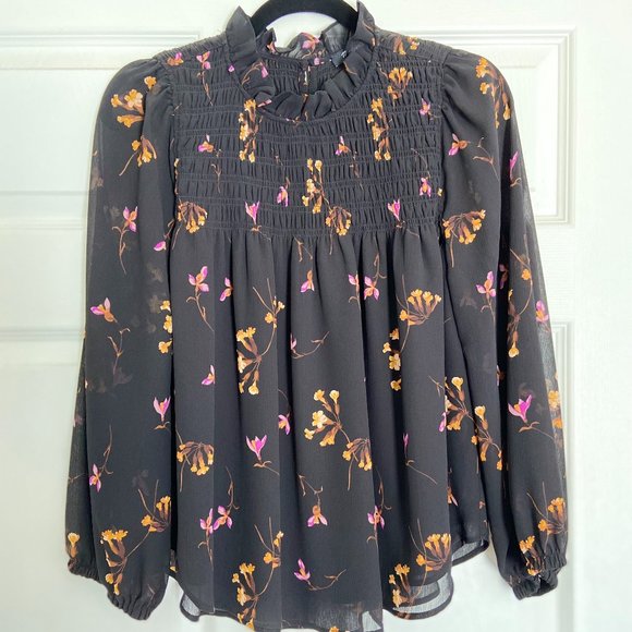 Madewell Tops - Madewell georgette ruffle-collar smocked top / blouse, Womens size S, NWOT